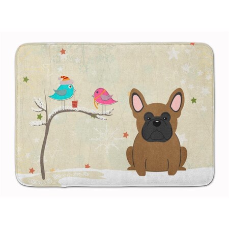 Carolines Treasures Christmas French Bulldog Brown Machine Washable Memory Foam Mat BB2485RUG